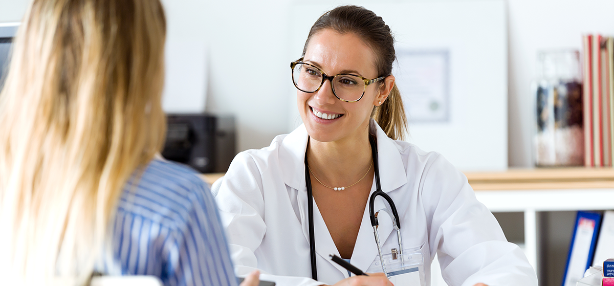 Provider talking to patient