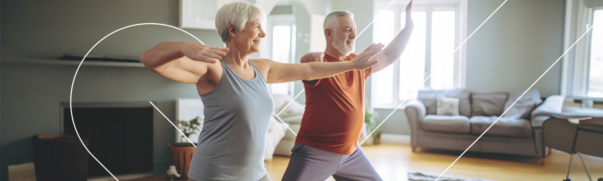 Senior couple doing yoga