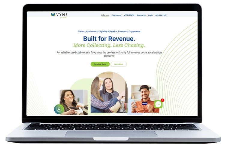Laptop displaying Vyne revenue platform homepage