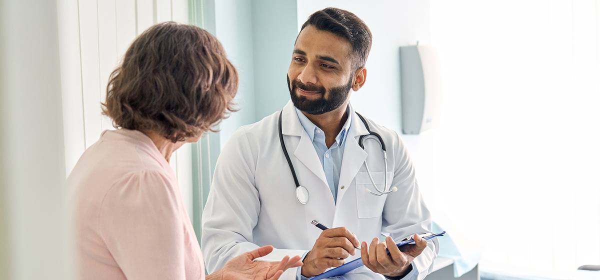 Provider talking to patient