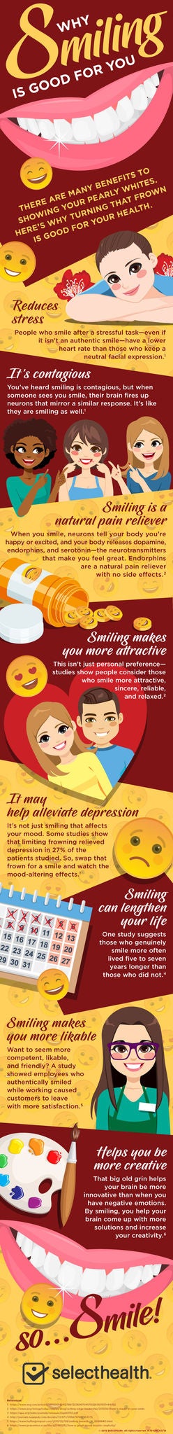An infographic on why smiling is good for your health