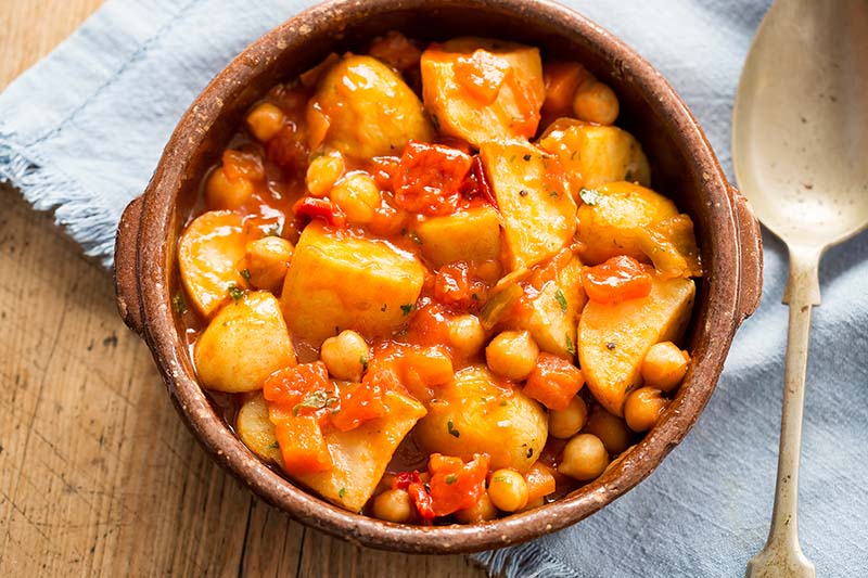 Chickpea and potato curry bowl