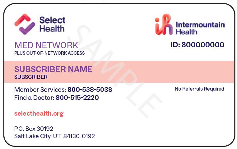 Select Health ID card - Med network 