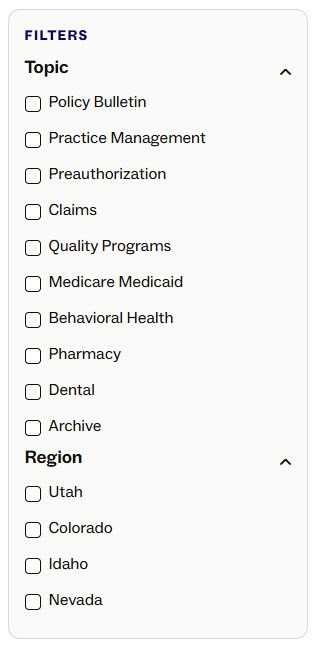 Screenshot of the News Digest filters