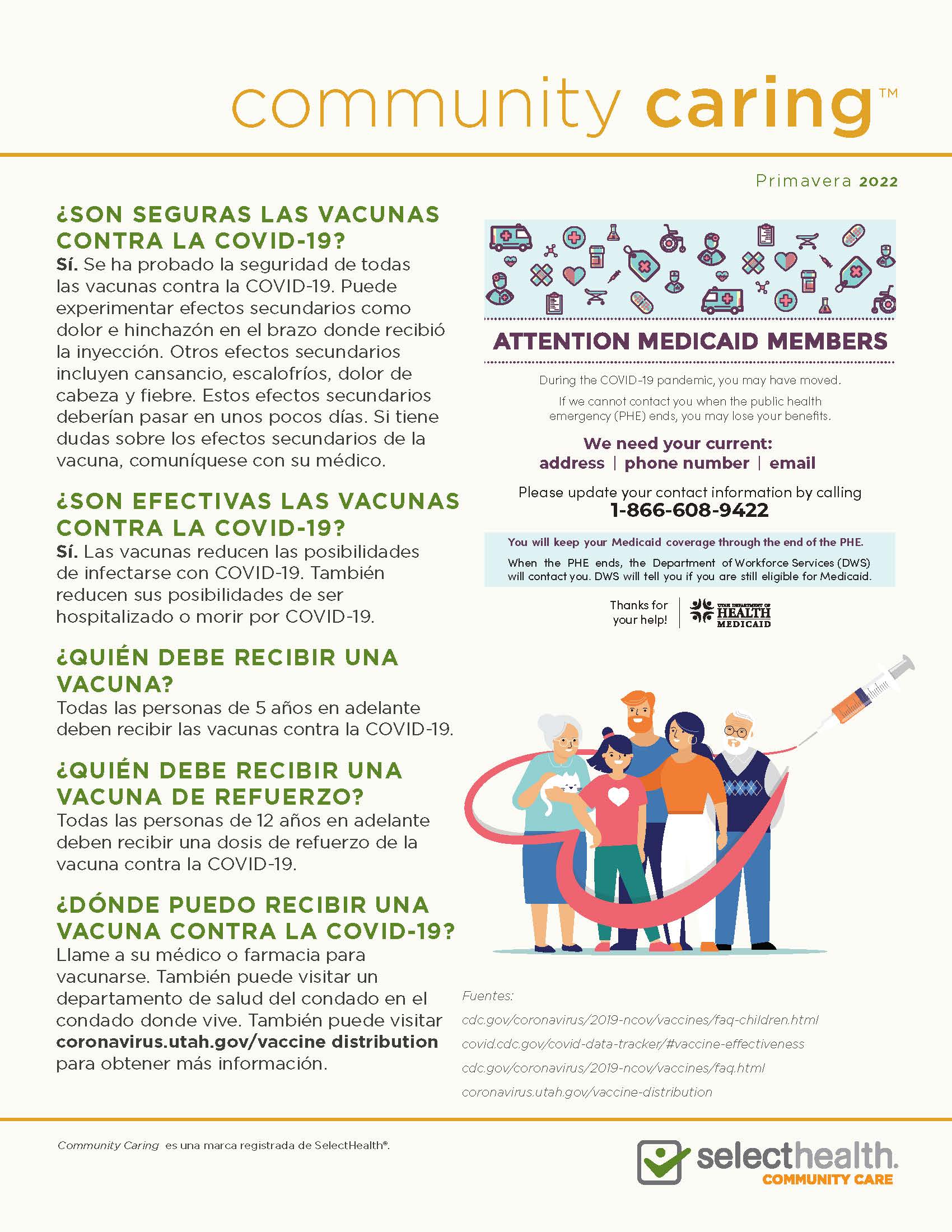 Spanish Select Health Community Care Newsletter - Primavera 2022